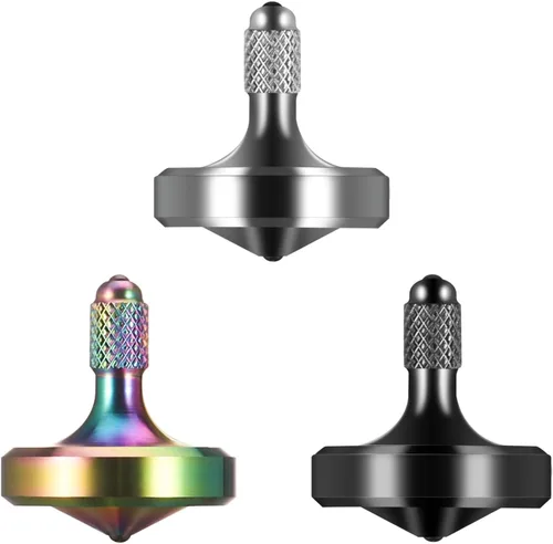 Miniatura 17 de Exquisita parte superior giratoria de metal, juguete para ansiedad de acero inoxidable muy bien mecanizado, equilibrio perfecto durante más de 9