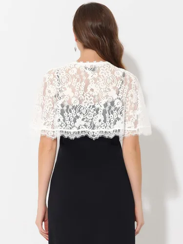 Miniatura 3 de Allegra K Chales de encaje para mujer, vestido de noche, capa de boda, bolero