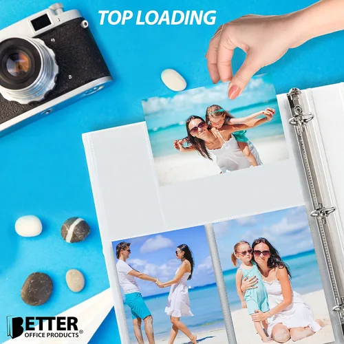 Miniatura 5 de Better Office Products Hojas de repuesto para álbum de fotos, formato mixto de 4 x 6 pulgadas, peso pesado, 3 anillos transparentes de diamante, 600