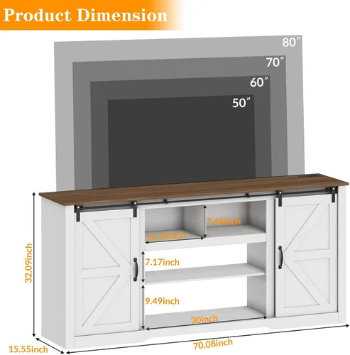 Miniatura 2 de GarveeLife Moderno soporte de TV acanalado de 55 pulgadas con 4 puertas, centro de entretenimiento con armarios de almacenamiento grandes