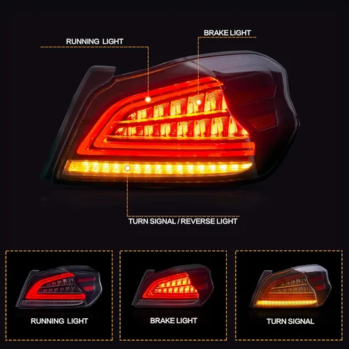 Miniatura 2 de VLAND Conjunto de luces traseras Compatible con Subaru WRX 2015-2022 Subaru WRX STI, lámpara trasera con DRL, luz trasera con luces antiniebla