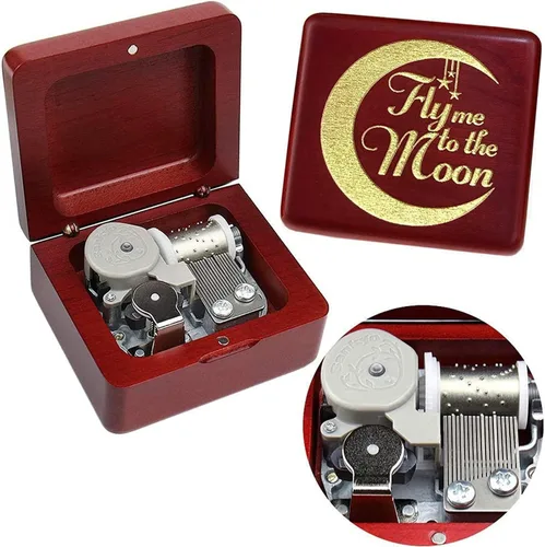 Miniatura 27 de Caja de música Sinzyo con mecanismo de madera tallada clásica, caja musical de regalo para cumpleaños, día de San Valentín, Navidad