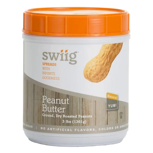 swiig Mantequilla de maní cremosa natural, 100% maní tostado seco, sin azúcar ni sal añadida, sin OMG, sin gluten, sin ingredientes artificiales,