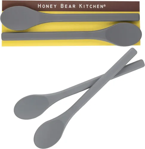 Honey Bear Kitchen Cuchara agitadora de silicona (juego de 2, gris piedra) para café y té Gris Stone