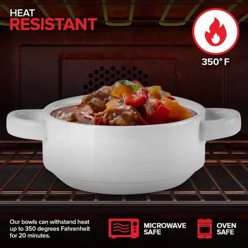 Miniatura 6 de Modern Innovations Cuencos de sopa de cebolla francesa de 20 onzas con asas en color blanco (juego de 4) aptos para horno y microondas, gres