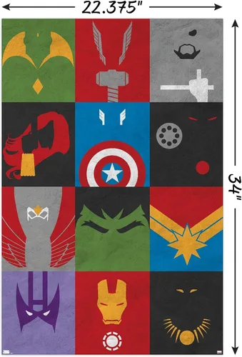 Miniatura 3 de Trends International Marvel Comics-Avengers-Minimalist Grid Mount Póster de pared Paquete de póster y clip