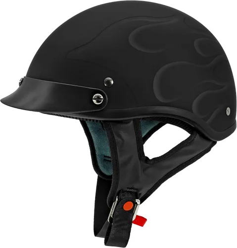 Miniatura 11 de VCAN Cruiser - Casco de motocicleta sólido, cobertura de media cara Bandera negra brillante