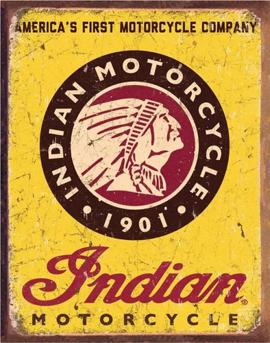 Desperate Enterprises Indian Motorcycle Since 1901 - Letrero de hojalata nostálgico vintage de metal, fabricado en Estados Unidos Motocicletas