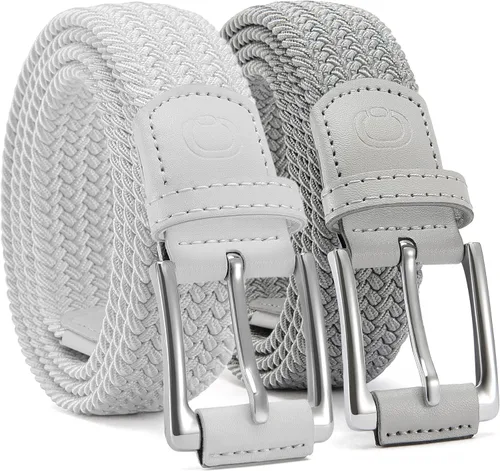 Miniatura 17 de CHAOREN Cinturón elástico para hombre, paquete de 2 - Cinturones trenzados de 1 3/8" para golf para hombres - Elástico casual para pantalones y jeans