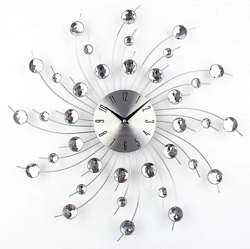 Miniatura 3 de Timelike Moderno reloj de pared de cristal 3D – Reloj de pared decorativo de metal para celebración, espejo plateado brillante con tachuelas