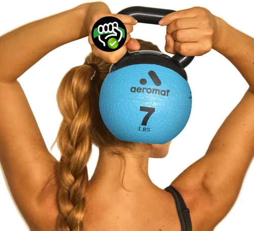 Miniatura 11 de Aeromat Elite Mini Kettlebells – Weighted Exercise Medicine Ball with Anti-Slip Grip & Wide Handle, Strength Training Kettlebell for Squats
