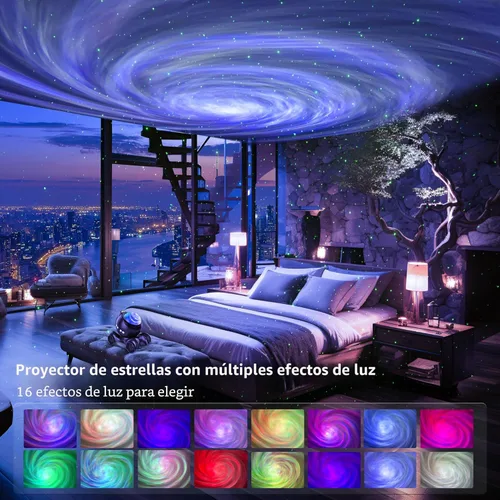 Miniatura 2 de ENOKIK Proyector de galaxia, proyector Star Aurora, altavoz Bluetooth integrado, luz nocturna para niños y adultos, luz de ruido blanco para Negro