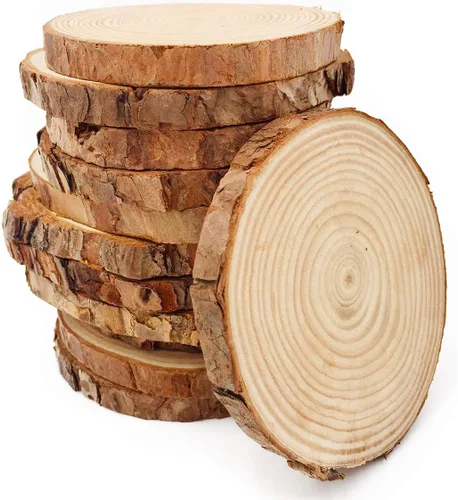 William Craft - Juego de 12 rebanadas de madera natural sin terminar de 3.5 a 4 pulgadas, para manualidades, adornos de Navidad, manualidades con