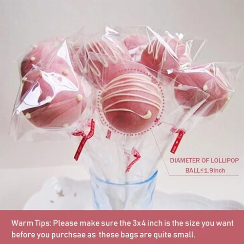 Miniatura 4 de Morepack Bolsas de celofán transparente de 3 x 4 pulgadas, 200 bolsas de plástico OPP con 200 lazos giratorios para envolver regalos, paletas