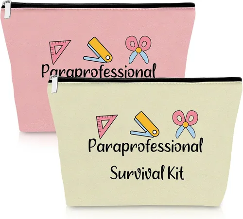 Miniatura 12 de Paraprofessional - 2 bolsas de maquillaje para regalo de agradecimiento para paraeducador, profesor, asistente, 2 piezas, bolsa de cosméticos, día