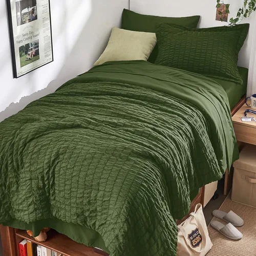 Miniatura 135 de HYMOKEGE - Juego de edredón tamaño king, color verde azulado, de sirsaca, de 7 piezas, para todas las estaciones, en una bolsa, para dormitorio