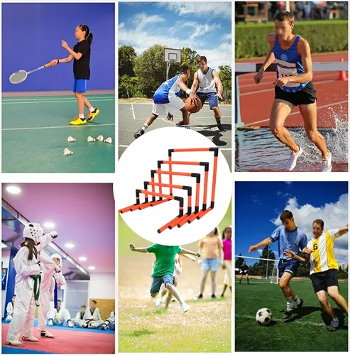 Miniatura 6 de YXXSDP Juego de 5 obstáculos de agilidad de velocidad de estadio deportivo, equipo de entrenamiento de velocidad plegable portátil para pista