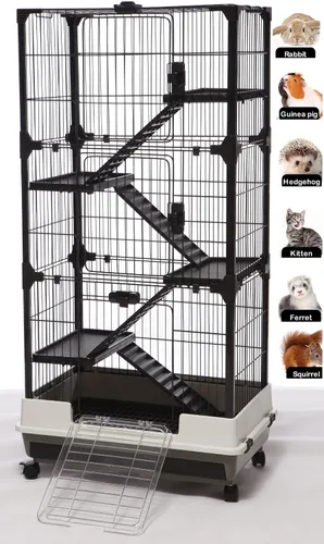 Miniatura 13 de Gran conejillo de Indias para interiores y exteriores, chinchilla, hurón, ardilla, erizo, gatito, conejo, conejo, casa, hábitat, pata segura, Negro