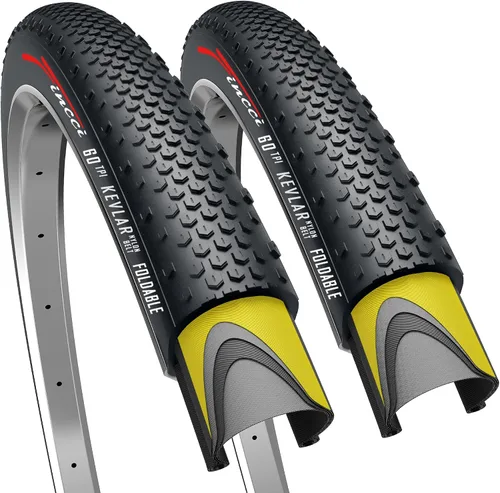 Fincci Pair 700x38c Bike Tire - Gravel Foldable Kevlar 40-622 Puncture Resistant Bike Tires 1 mm Nylon - Grooved 700c Bike Tire - 28 inch Tyre for