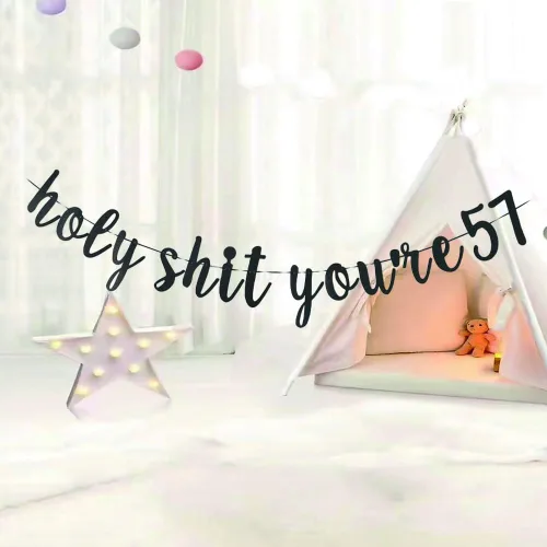 Miniatura 2 de Cartel de Holy Shit You're 57 – Cartel de fiesta de cumpleaños número 57 para hombres y mujeres, decoraciones divertidas de cumpleaños de 57 años