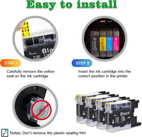 Miniatura 3 de Cartucho de tinta compatible de repuesto para Brother LC75 LC71 LC71 Black LC71BK LC75BK Cartuchos de tinta para impresora Brother MFC-J280W, J425W