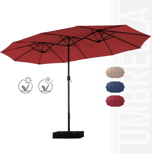 Miniatura 13 de Sombrilla PHI VILLA para terraza, extra grande, de doble sombrilla, de 450cm (base incluida), sombrilla doble para exterior, Marino Azul marino