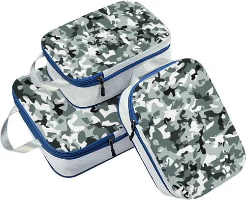 Miniatura 2 de Juego de cubos de embalaje de compresión expandibles de camuflaje, bolsas de almacenamiento extensibles, 3 piezas, ropa sucia separada, resistente