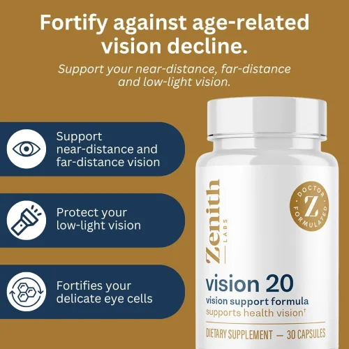Miniatura 4 de Vision 20 Vitaminas para los ojos, luteína, zeaxantina y extracto de arándano, apoya la fatiga ocular y la salud ocular, mezcla de carotenoides
