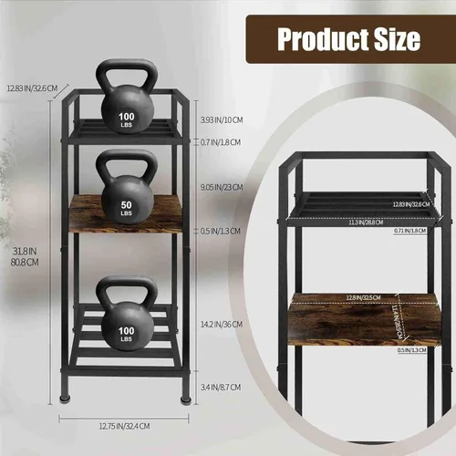 Miniatura 3 de Soporte dispensador de agua de 5 galones, soporte para jarra de agua de 3 niveles de 32 pulgadas, de metal con soporte para jarra de madera