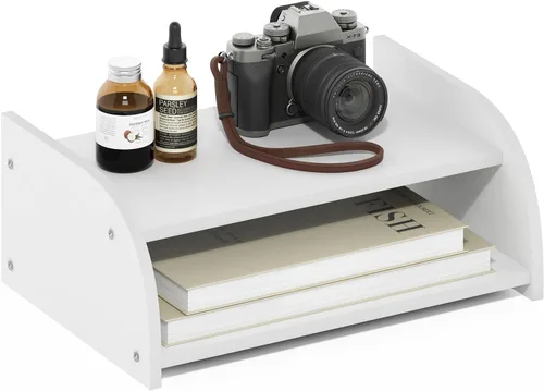 Miniatura 8 de Furinno Organizadores y accesorios de escritorio clásicos, elevador de monitor de 2 niveles, organización de oficina, estante superior de Espresso