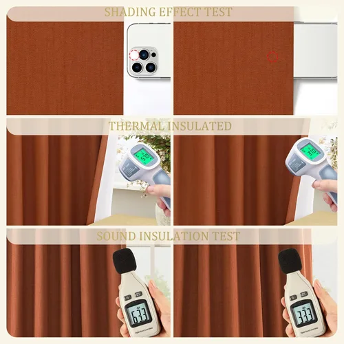 Miniatura 61 de Cream Linen Blackout Curtains 96 Length 2 Panels Set for Living Room Bedroom, 100% Black Out Thermal Insulated Linen Drapes, Room Darkening Grommet