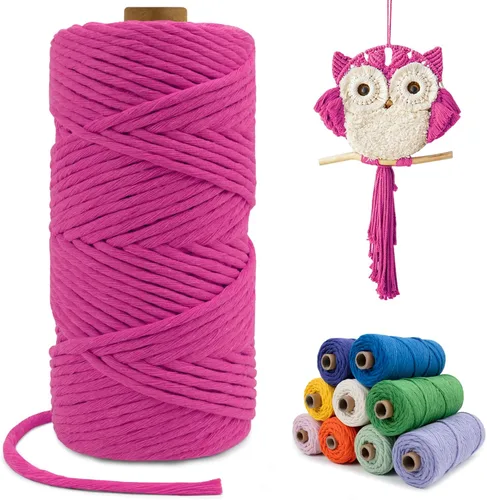 Miniatura 121 de Cuerda de macramé de una sola hebra de 0.197 in x 110 yardas, cuerda de macramé de algodón natural de 0.197 in, cuerda de algodón grueso para colgar