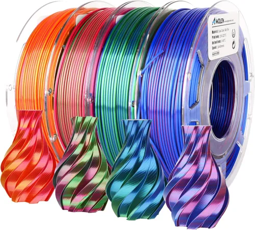 Miniatura 44 de AMOLEN Paquete de filamento PLA de seda para impresora 3D de 4.4 lbs, paquete de ácido poliláctico de doble color de 0.069 in, filamento PLA
