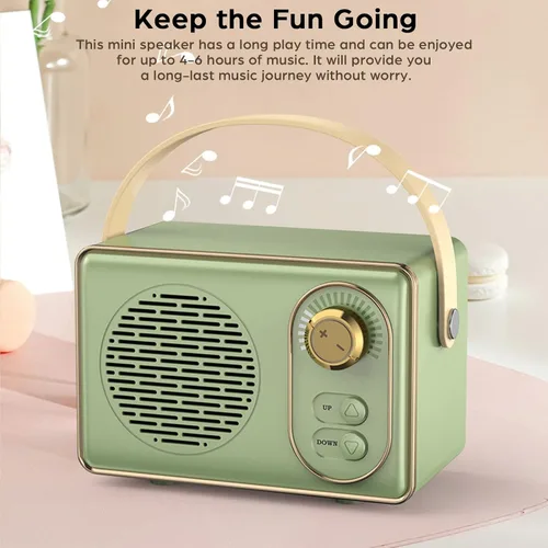 Miniatura 6 de Altavoz Bluetooth retro, JS-6414, Altavoz Bluetooth inalámbrico portátil vintage 5.0 con tarjeta TF U disco AUX, verde