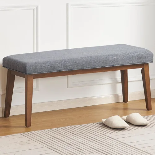 Miniatura 10 de kinmars Banco Tapizado para Dormitorio al Pie de la Cama, Banco de Entrada de 42.5 Pulgadas para Sala de Estar, Banco de Comedor con Asiento Beige