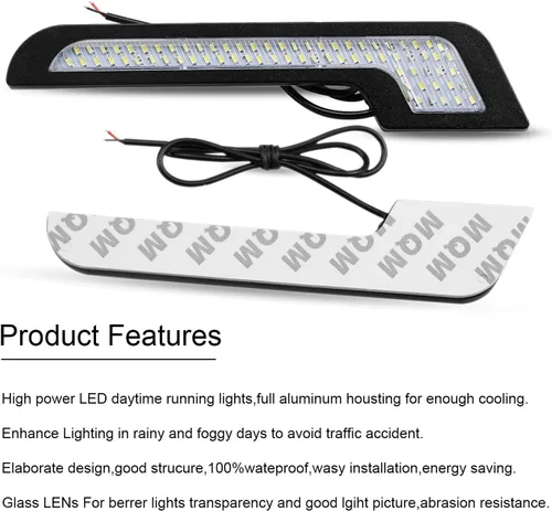 Miniatura 6 de luces diurnas LED luz blanca en forma de L tiras 72 SMD lente de cristal con etiqueta trasera 12 V DRL 6 W DIY lámpara LED 100% impermeable, 1 año