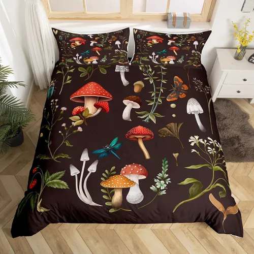 Miniatura 13 de Erosebridal Juego de ropa de cama con diseño de mariposas y flores azules, tamaño individual, funda de edredón floral de acuarela para niños