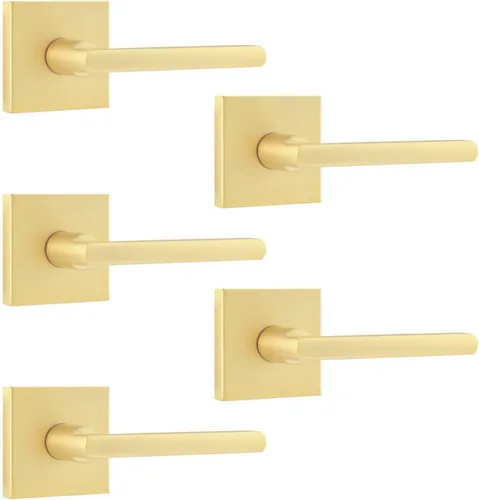Miniatura 37 de Leydebong Paquete de 3 pomos de entrada dorados con llave igual, manija de puerta de entrada resistente, estilo contemporáneo, herrajes modernos