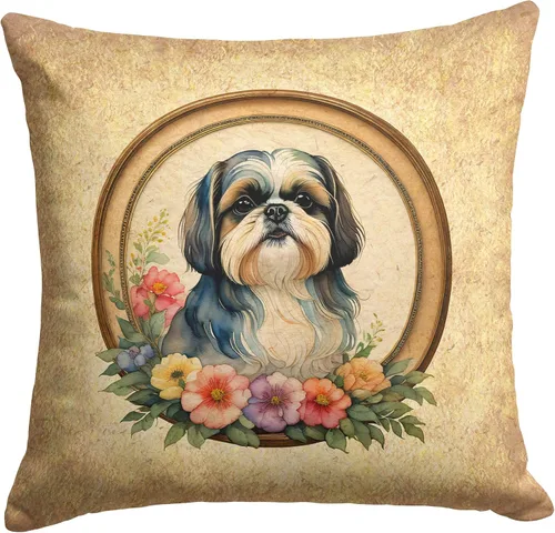 Miniatura 119 de Caroline's Treasures DAC2072PW1414 Affenpinscher and Flowers - Almohada decorativa de tela, lavable a máquina, para interiores y exteriores