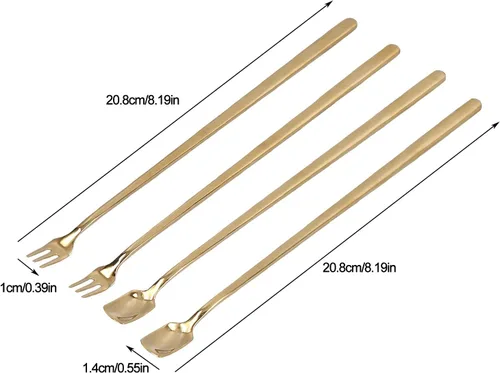 Miniatura 4 de 4 cucharas de té helado de mango largo, cuchara de café de acero inoxidable 304, cuchara de café de mango largo y tenedor con cuchara de mezcla