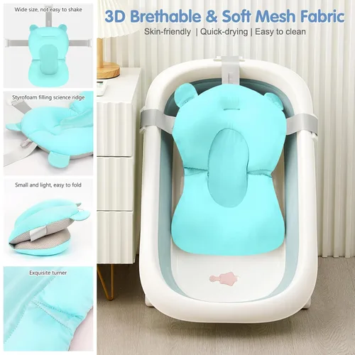 Miniatura 3 de Colorlife Asiento de Baño para Bebé con Malla de Apoyo, Cojín de Apoyo para Baño Infantil, Cómodo Ajustable Antideslizante de Tres Puntos para Baño