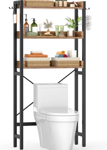 Miniatura 10 de Ecoprsio Estante de almacenamiento sobre el inodoro, organizador de baño de 3 niveles sobre el inodoro, soportes de inodoro independientes que Negro