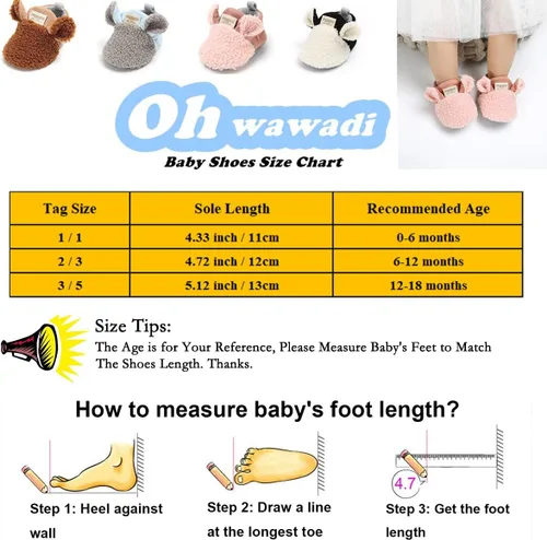 Miniatura 4 de Ohwawadi - Calcetines de forro polar para bebé o niña, suaves y calientes, botas o zapatos para bebés recién nacidos, con estilos de dibujos