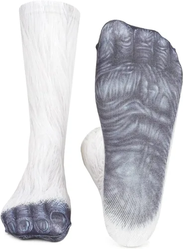 Miniatura 5 de Calcetines de patas de animales, loco diseño en 3D de patas de gatos, perros y tigres. Divertido regalo navideño para mujer u hombre adultos