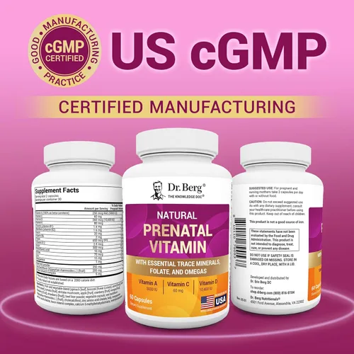 Miniatura 6 de Vitaminas prenatales naturales Dr. Berg para mujeres (embarazadas y lactantes) - Vitaminas prenatales con ácido fólico, vitaminas, minerales, omegas