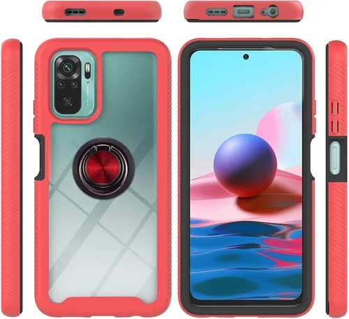 Funda compatible con Xiaomi Poco M5s 4G, compatible con Redmi Note 10 4G / Note 10S 4G / Note 11 SE (India), funda para teléfono 3 en 1, color rojo