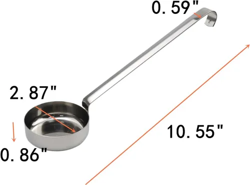 Miniatura 2 de Cucharón de cocina de acero inoxidable 201 de acero inoxidable de 10.55 pulgadas con ganchos y asas largas para remover, porciones y servir sopas