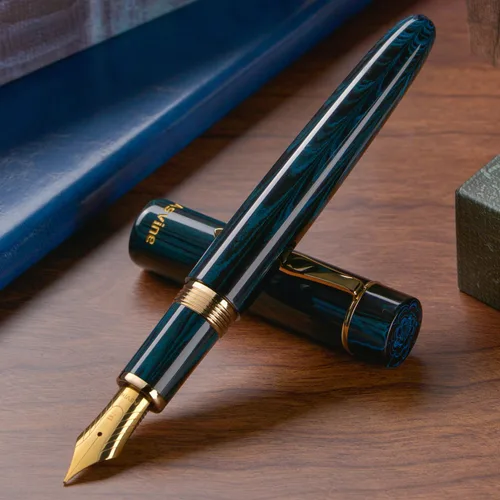 Miniatura 8 de Asvine C2000 Alemania Cumberland Ebonite Pluma Estilográfica #8 Punta Media, Gran Pluma Artesanal con Convertidor y Caja de Metal, Colección Set