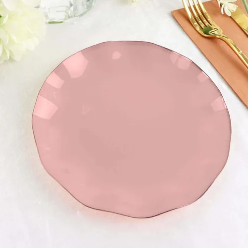 Miniatura 14 de Tableclothsfactory Paquete de 10 platos redondos de plástico negro de 6 pulgadas para ensalada de postre, platos desechables con borde ondulado