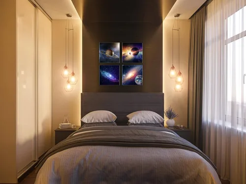 Miniatura 7 de Wieco Art Lienzo Giclée para pared, imágenes espaciales para dormitorio, decoración del hogar, poder mágico universal, moderno, 4 paneles